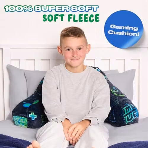 OHS Soft Teddy Fleece Gaming Cuddle Cushion with Arms for Teenagers in Black or Green, W/D/H: 45 x 45 x 30 cm – 3