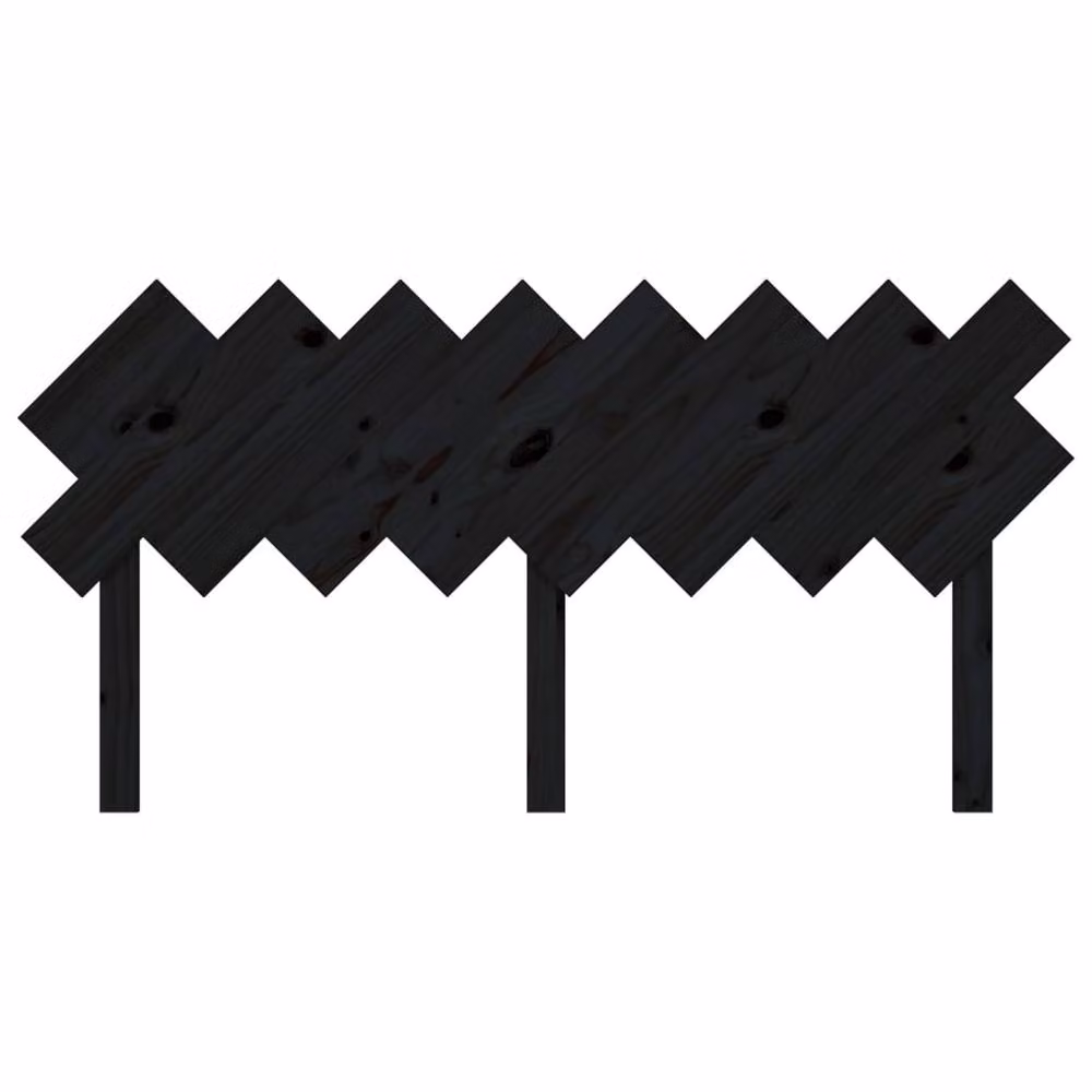 Berkfield Home Black Rustic Solid Pine Wood Bed Headboard W: 159.5 cm, D: 3 cm, H: 80.5 cm – 3