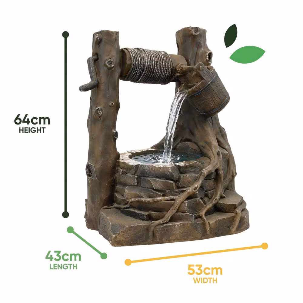 Gardenwize Solar Rustic Brick Well Water Feature Fountain in Brown – 2