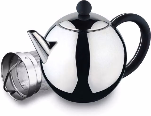 Café Olé Rondo Stainless Steel Teapot with Infuser, Silver, 1000ml