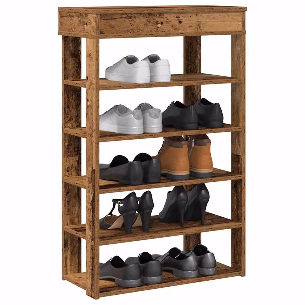 Berkfield Home Rustic Brown Shoe Rack in Engineered Wood, W/D/H: 60 x 30 x 98 cm – 2