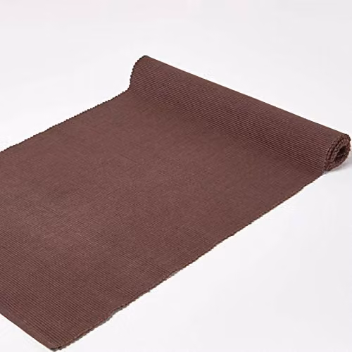 Homescapes Plain Cotton Table Runner, Brown, W: 44 cm, L: 178 cm – 2