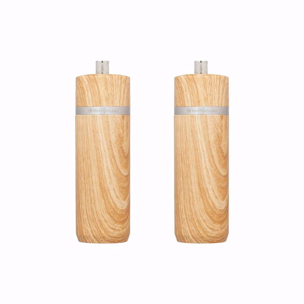 MasterClass Set of 2 Solid Beech Wood Salt and Pepper Mills, Brown, Height: 17 cm – 2