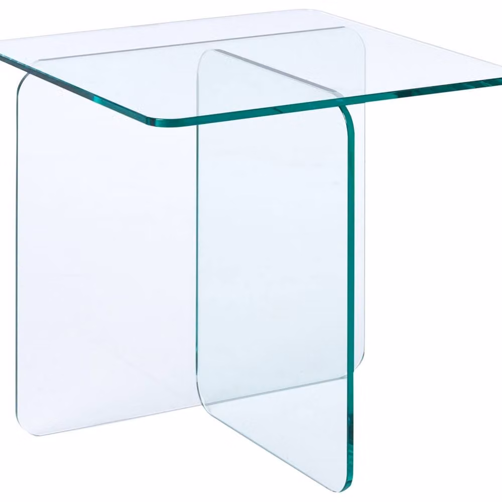 Wyld and Coco Minimalist Tempered Glass Side Table, Transparent, W/D/H: 46 x 46 x 50 cm – 2
