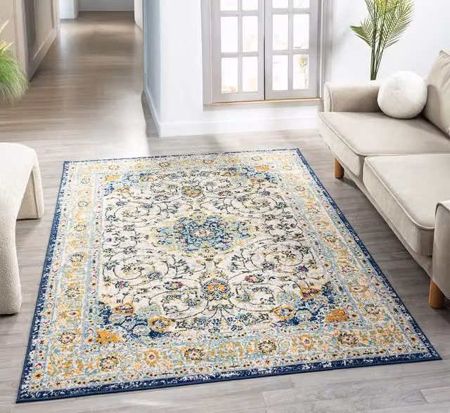 Desire Rugs San Marino Multicolour Floral Medallion Area Rug, W: 170 cm x D: 120 cm