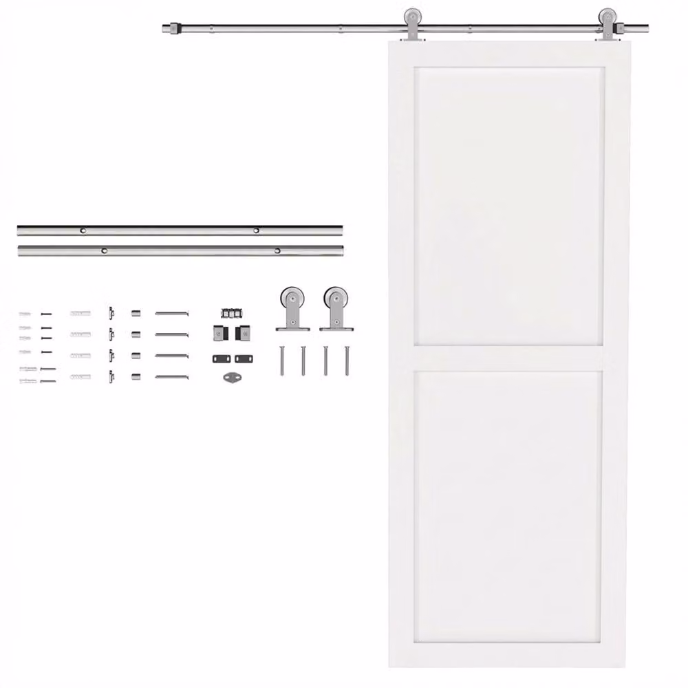 HOMCOM Sliding Door Hardware Kit in Silver Tone Stainless Steel – 1