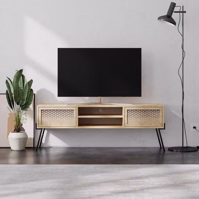 FWStyle Oak Effect TV Unit in Brown with Push To Open Design