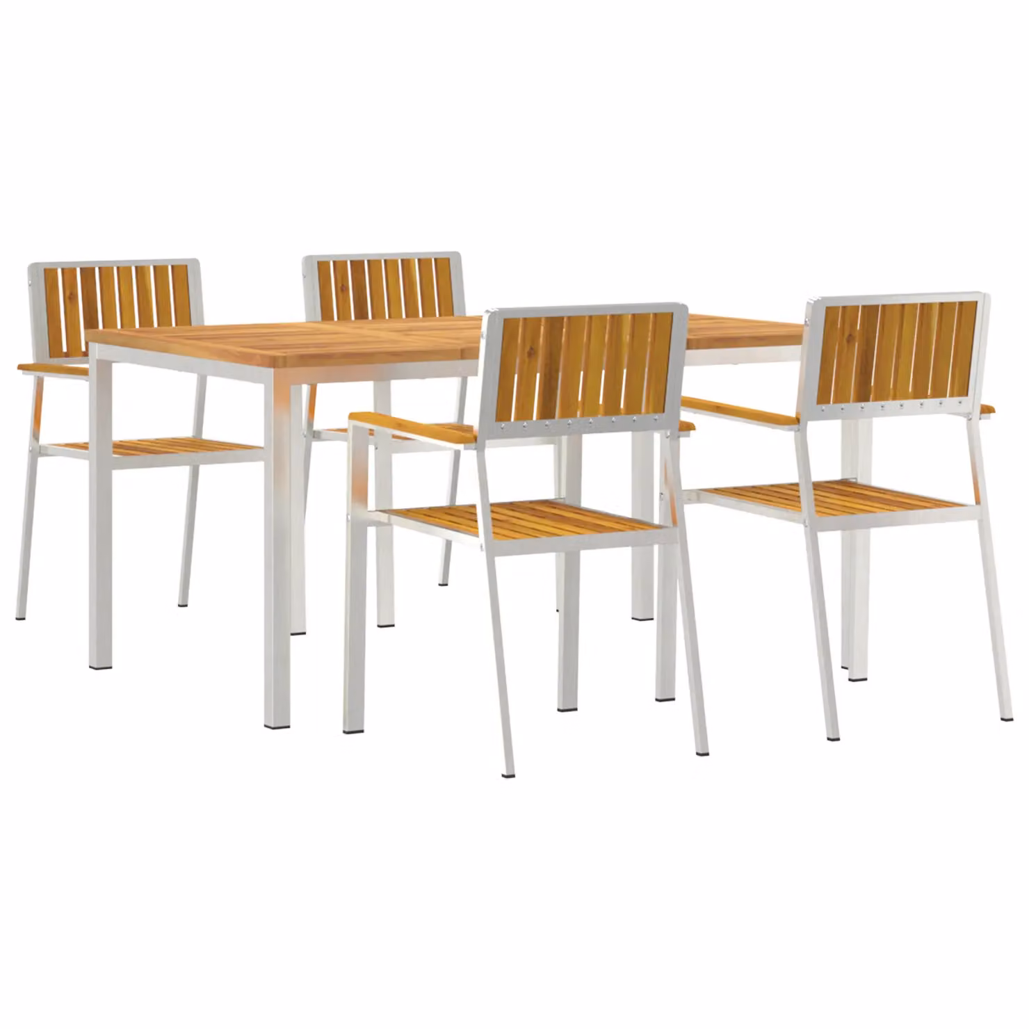 Berkfield Home 5 Piece Garden Dining Set in Brown Solid Acacia Wood – 2