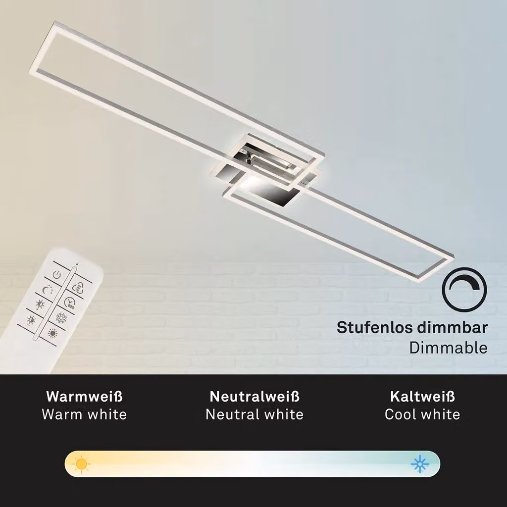 Briloner Chrome Aluminium 40W CCT LED Wall and Ceiling Light in Silver – 5
