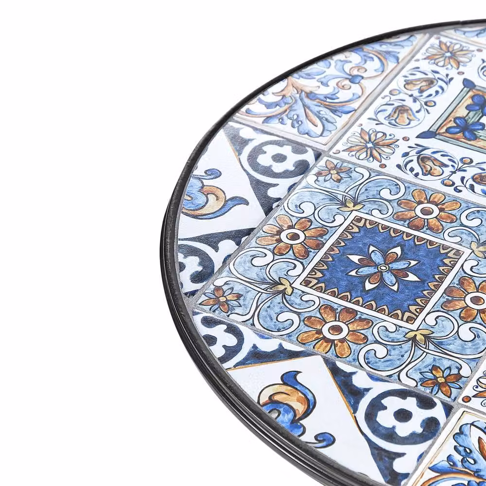 Wyld and Coco Garden Luxe 60cm Bistro Table in Black Powder Coated Iron with Multicolour Ceramic Mosaic – 3