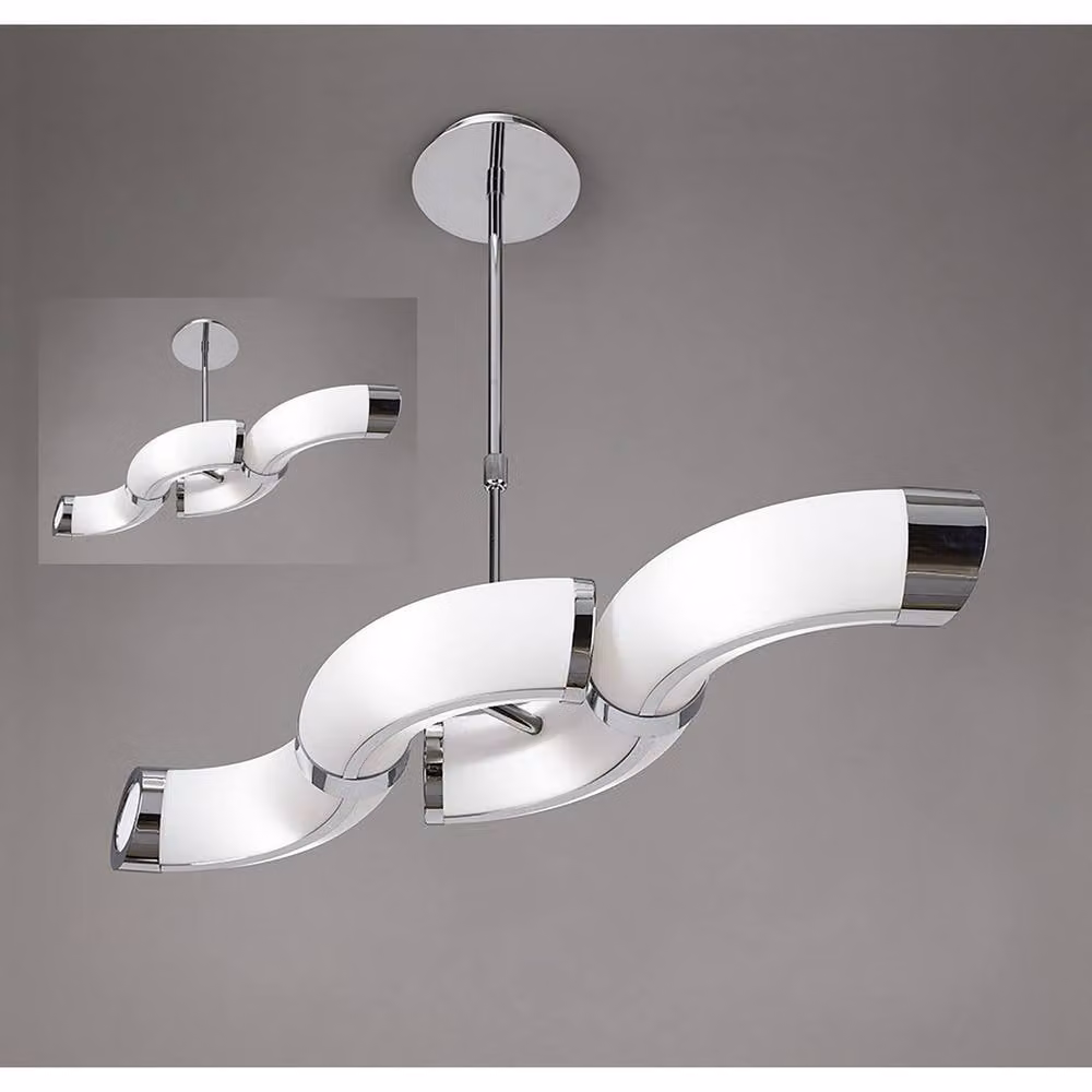Netlighting Guss Rectangular Pendant Semi Flush Light in Chrome and Silver with 4 GU10 Bulbs Included – 2