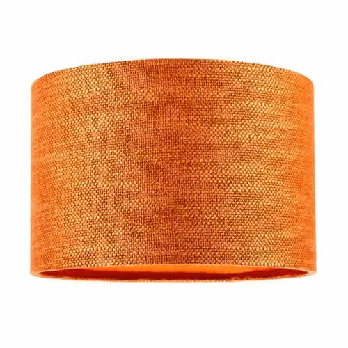 Happy Homewares Modern Round Bobbled and Textured Linen Fabric Lamp Shade in Orange, W: 30 cm, H: 20 cm – 1