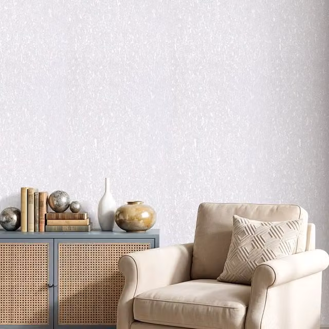 Lifeideas 3D Embossed Pearlescent Non-Woven Wallpaper in Light Grey, Abstract Modern Style
