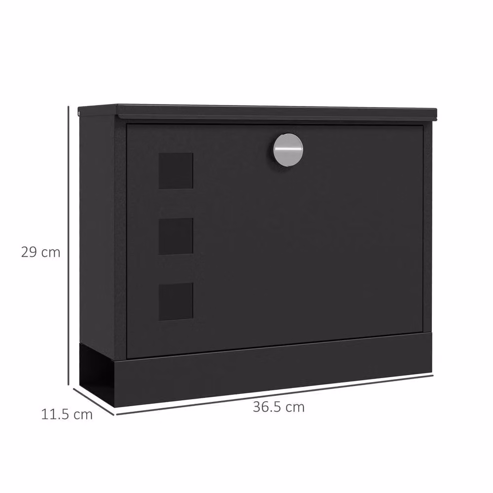 STILVORA Wall Mounted Metal Letterbox in Black, H 29.0 cm x W 36.5 cm x D 11.5 cm – 3