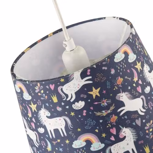 Happy Homewares Blue Unicorn Themed Childrens Fabric Lampshade with Rainbows and Stars, W/H: 18 x 25 cm – 2
