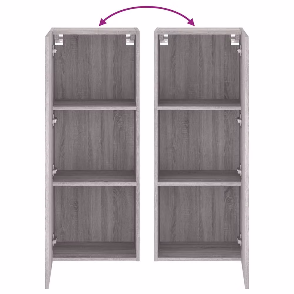 Berkfield Home Grey Sonoma Wall Mounted TV Cabinet with Hinged Doors and Internal Shelves, W/D/H: 40.5 x 30 x 102 cm – 5