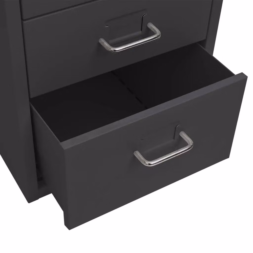 Berkfield Home Mobile File Cabinet in Anthracite and Black Metal, W/D/H: 28 x 41 x 69 cm – 3