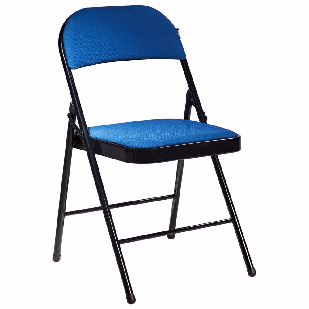Wyld and Coco Set of 4 Blue Fabric Padded Folding Chairs with Black Metal Frame – 3