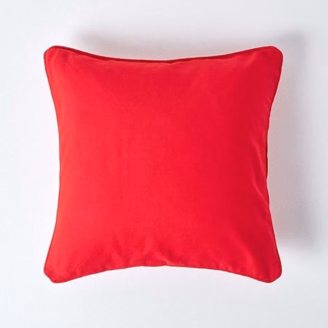Homescapes Plain Red Cotton Square Cushion Cover, W/D/H: 30 x 30 x 30 cm