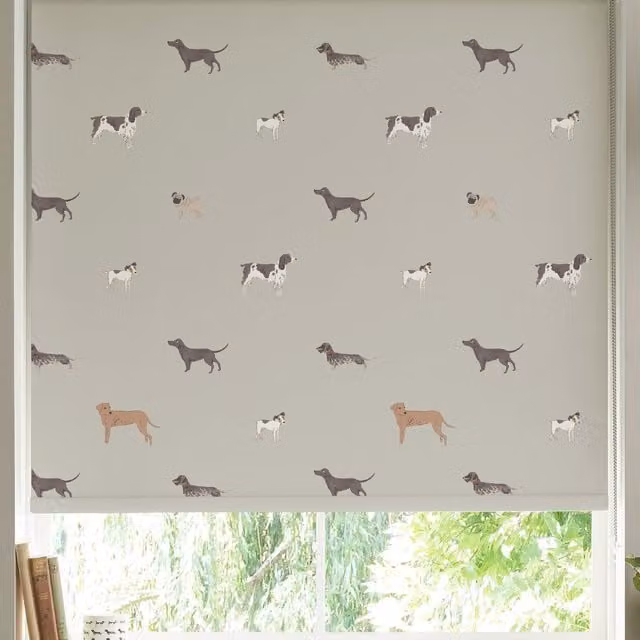 Sophie Allport Woof Made to Measure Linen Roller Blind in Beige and Multicolour