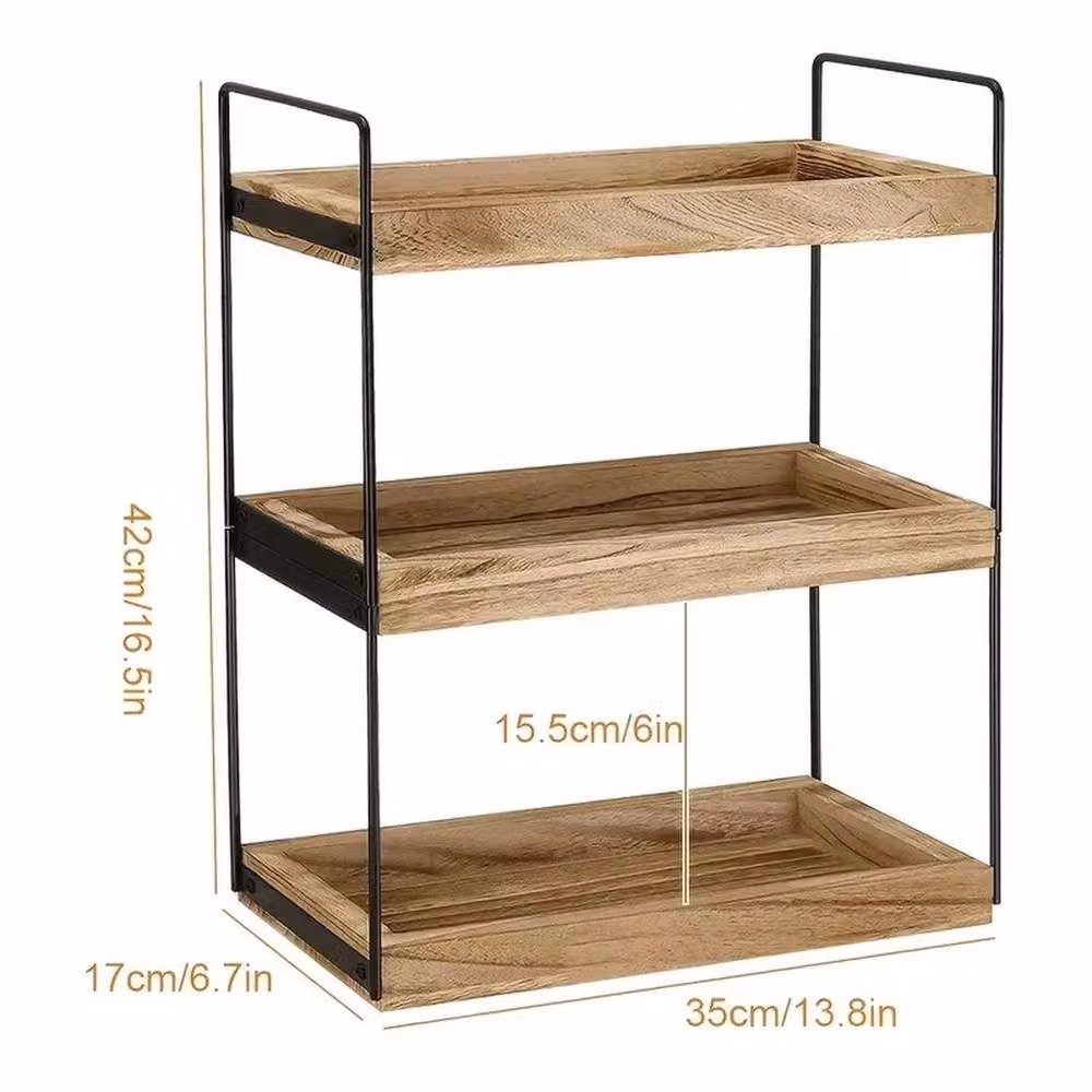 FLAVORA 3-Tier Dual Purpose Storage Organiser Rack in Brown – 2