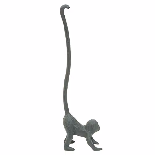 Orsina Fauna Monkey Freestanding Toilet Roll Holder in Grey, H 42 x W 12 x D 12 cm – 1
