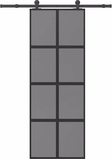 Berkfield Home Modern Sliding Door with Hardware Set, Black Aluminium and Transparent Tempered Glass, W: 76 cm, H: 205 cm – 1