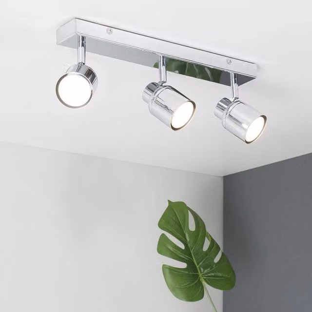 EONLION Adjustable 3 Way Spotlight Fitting in Chrome and Silver for Kitchen and Bathroom