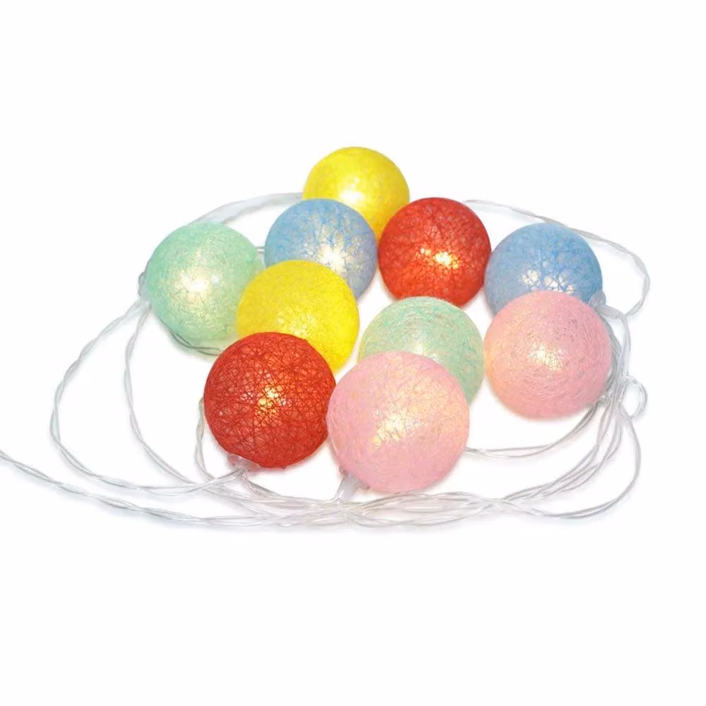 ValueLights Set of 10 Battery Powered Multicolour LED Round Ball Fairy String Lights – 3