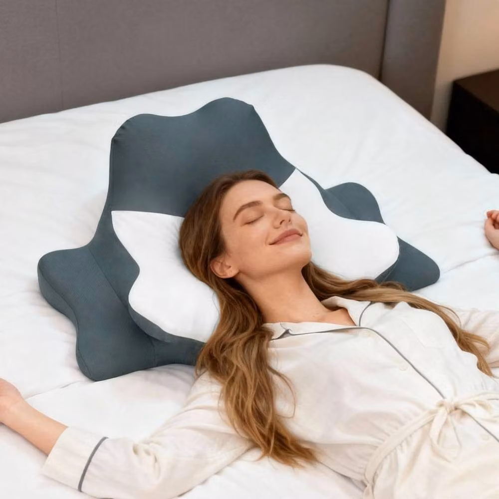 PAWNORA Grey Memory Foam Prone Sleep Wedge Pillow with Removable Breathable Silk Cover – 4