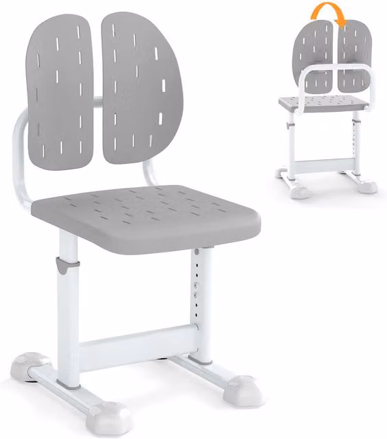 Costway Height-adjustable Kids Study Desk Chair in Grey