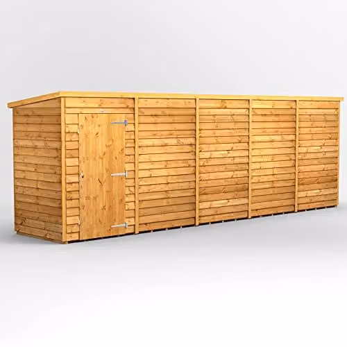 Powersheds Premium Pent Overlap Wooden Shed in Brown, Windowless, 10 mm Extra Thick Timber