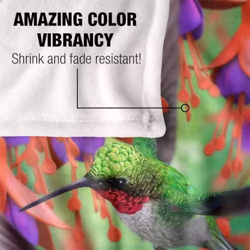 JQ Licensing Royce Mcclure Hummingbirds and Flowers Silky Touch Super Soft Floral Throw Blanket, Multicolour, W: 91 cm, D: 147 cm – 4