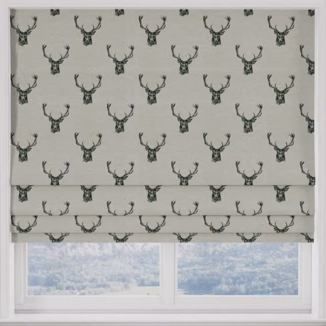 Terrys Made to Measure Blackout Roman Blind with Grey and Beige Animal Graphic
