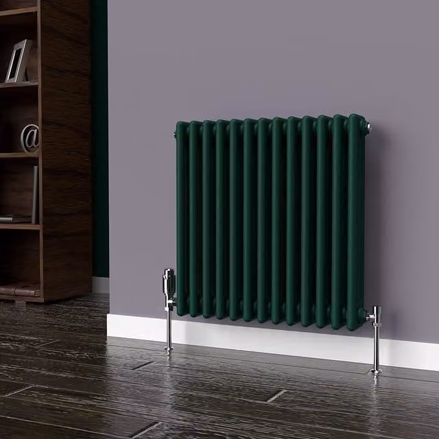 Lux Heat Horizontal 3 Column Steel Radiator in Green, W: 60.5 cm, H: 60 cm