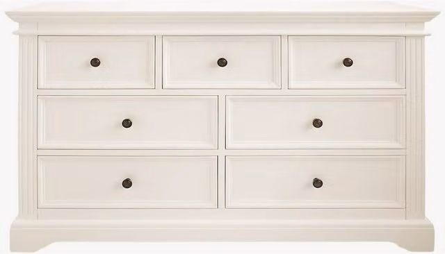 Gainsborough Large 7 Drawer Chest in Vintage Cream with Round Antique Brass Handles
