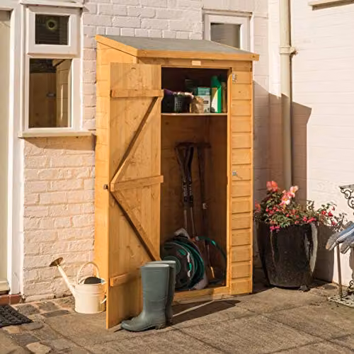 Rowlinson Midi Store Tall Garden Cabinet in Brown, W/D/H: 93.5 x 64.0 x 184.5 cm – 1