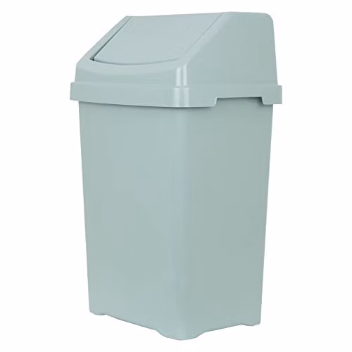 Wham 50L Plastic Swing Bin in Silver Sage and Green, W/D/H: 40.0 x 33.0 x 66.5 cm – 1