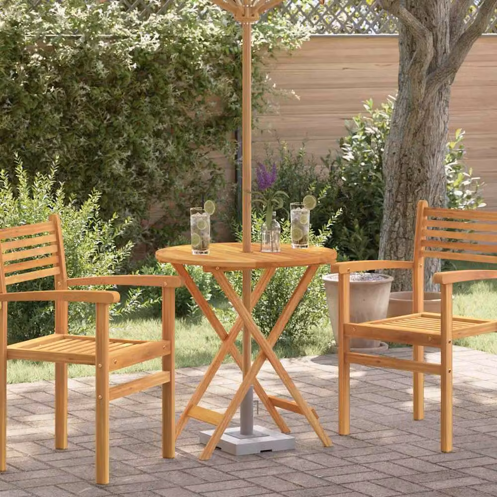 Berkfield Home Elegant Folding Garden Table in Brown Solid Eucalyptus Wood, Diameter: 60 cm, Height: 75 cm – 2