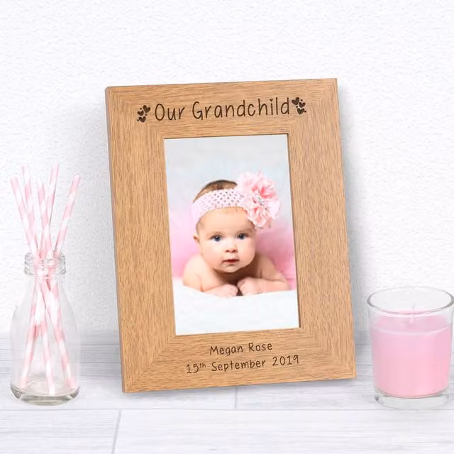 Uniqueful Personalised Our Grandchild Wood Picture Frame, Brown, W/H: 10 x 15 cm – 1
