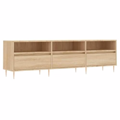 vidaXL Industrial TV Cabinet in Brown Oak with Metal Accents, W/D/H: 150 x 30 x 44.5 cm – 1