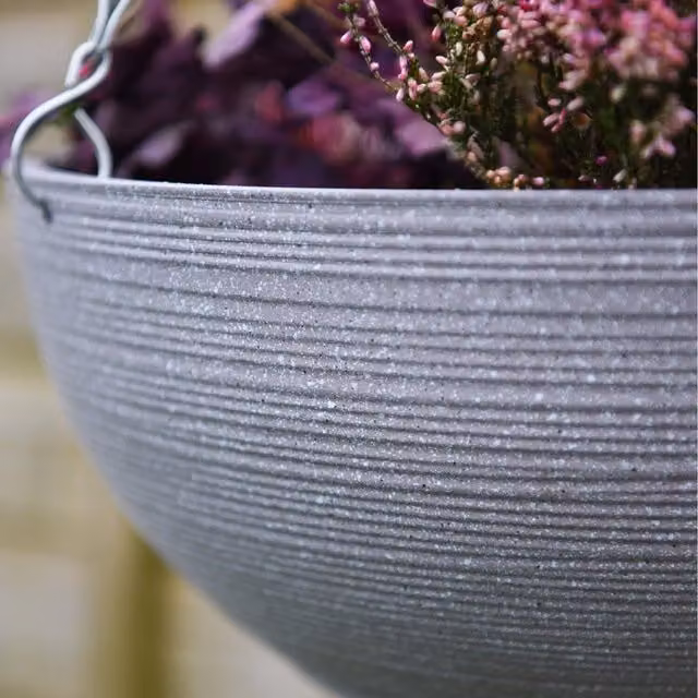 Garden Gear Stone Effect Hanging Basket Planter, Grey, Pack of 2