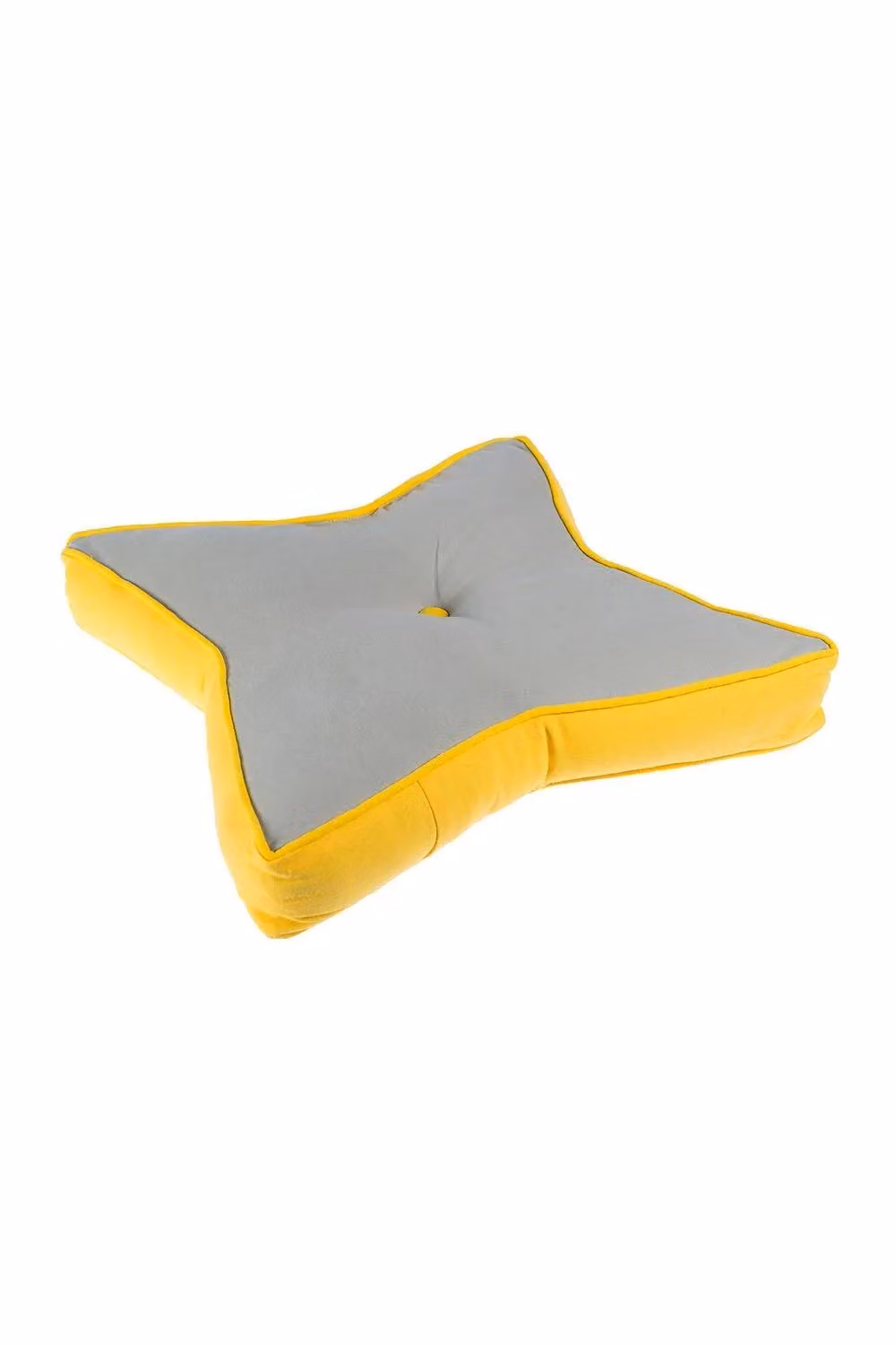 Homescapes Star Floor Cushion in Grey, Pink and Yellow, OEKO-TEX Certified Cotton Seat Pad, Diameter: 48 cm – 2