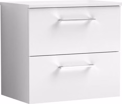Balterley Level 600mm Wall Hung 2 Drawer Vanity Unit with Worktop, Gloss White – 1