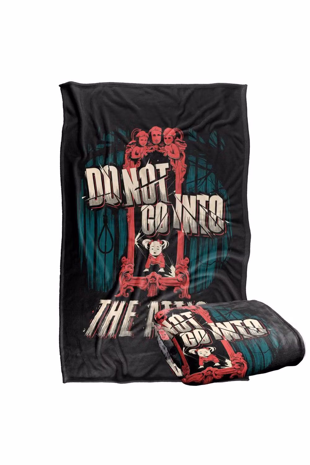 Warner Bros. The Conjuring Last Rites Don't Go Into The Attic Silky Touch Super Soft Fluffy Polyester Blanket, Black and Multicolour, Extra Large – 2