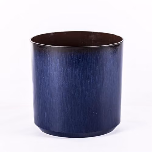 Garden Gear Ocean Blue Glazed Cylinder Planter Pot, Frost and UV Resistant Recycled Plastic, W: 26 cm, D: 31 cm, H: 36 cm