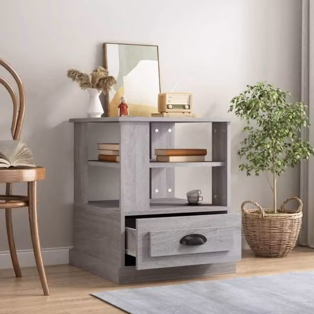Berkfield Home Sonoma Side Table in Grey, W/D/H: 50 x 50 x 60 cm – 1