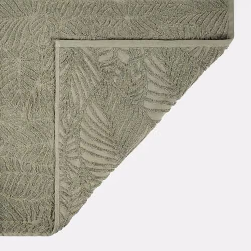 OHS 4 Pack Leaf Jacquard Cotton Hand Towels in Green, W/D/H: 40 x 36 x 36 cm – 4
