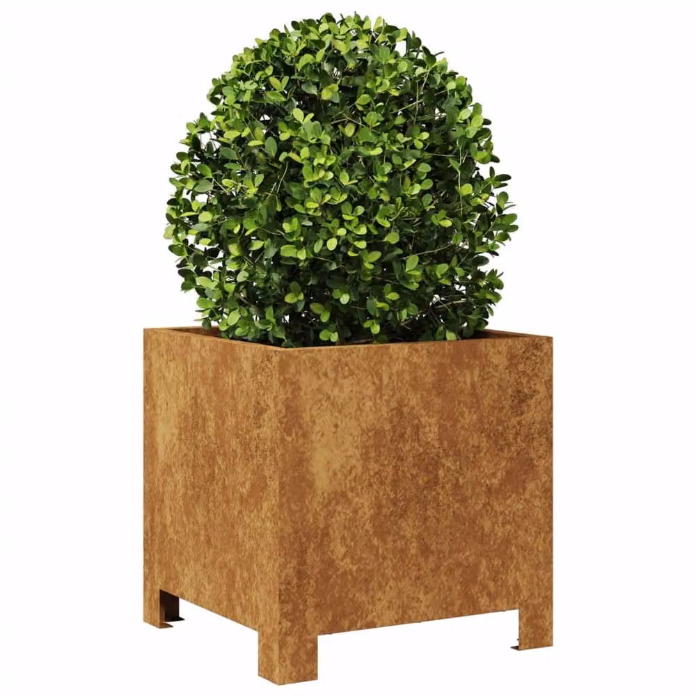 Berkfield Home Garden Corten Steel Planter Tubs, 2 Pack, Brown, W/D/H: 30 x 30 x 30 cm – 3