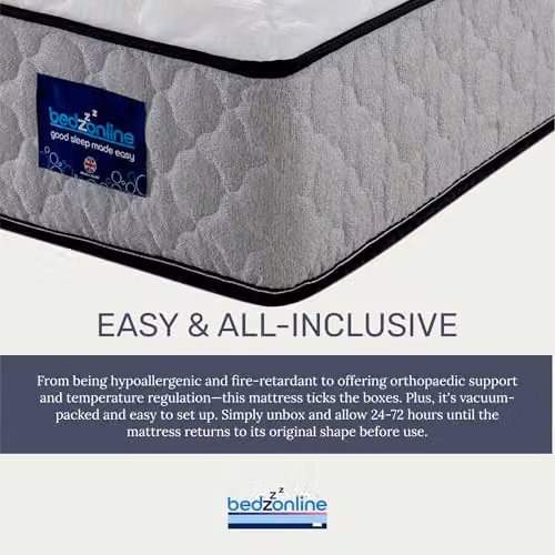 BEDZONLINE Cool-Touch Hybrid Memory Foam and Spring Mattress, White or Grey, 2ft6 Small Single, H: 20 cm, W: 76.2 cm, D: 198.12 cm – 5